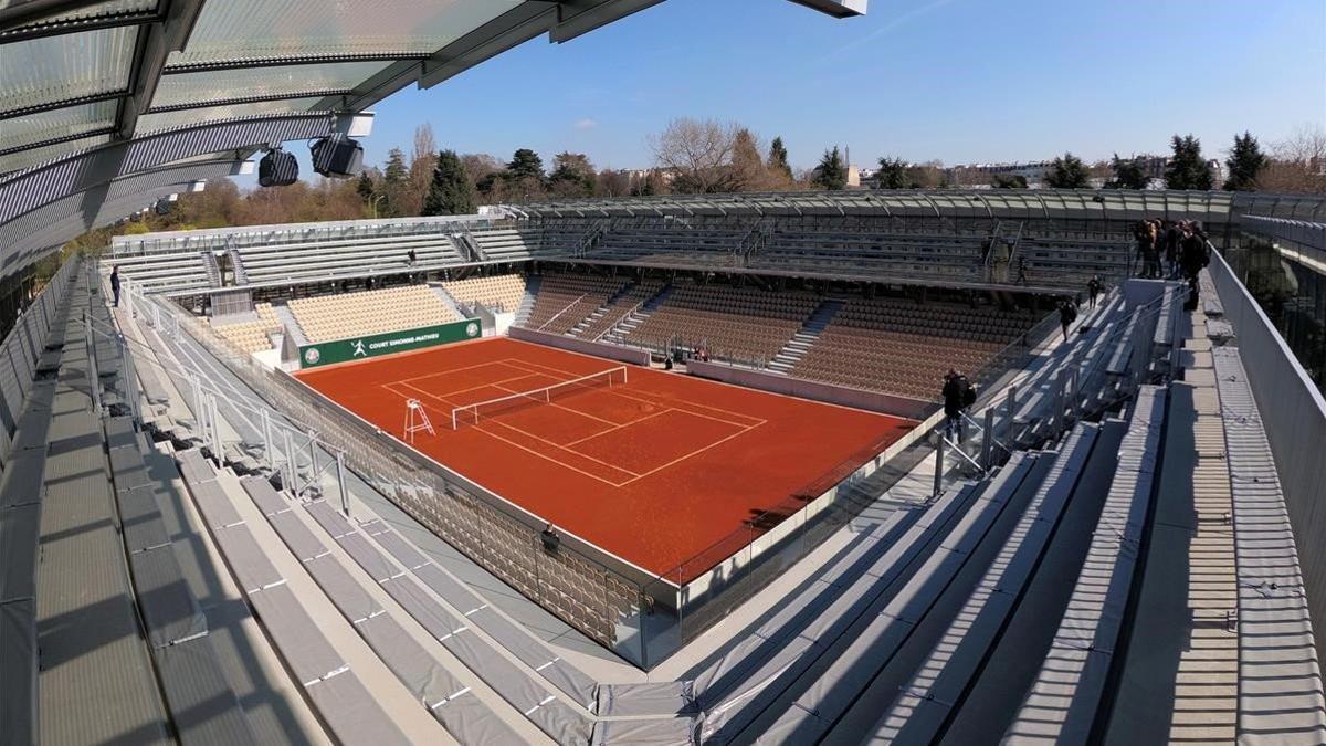 Una vista de la nueva pista Simonne Mathieu en las instalaciones de Roland Garros de París.