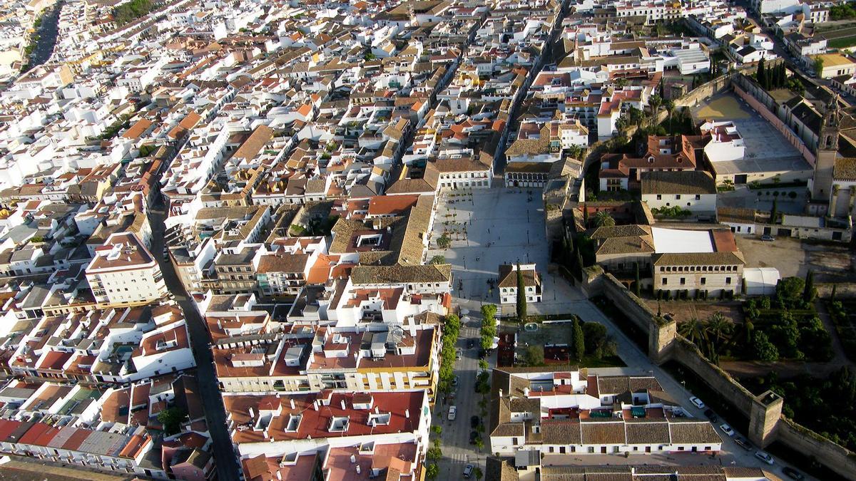 Vista aérea del casco histórico de Palma del Río.
