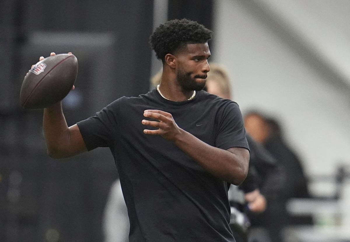 Shedeur Sanders, en un entrenamiento.