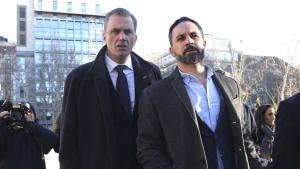 Santiago Abascal y Javier Ortega Smith, a su llegada al Supremo.