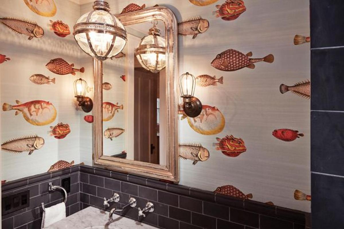 Tendencia marina en decoración: papel de pared 'Aquario' de Fornasetti