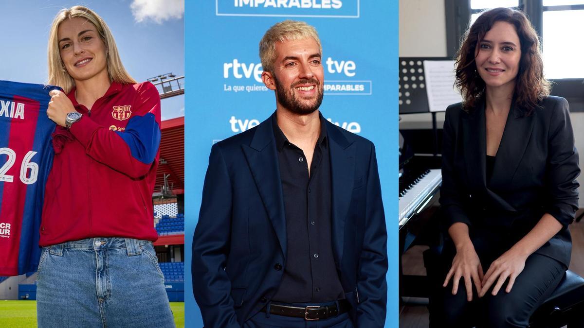 Alexia Putellas, David Broncano e Isabel Díaz Ayuso.