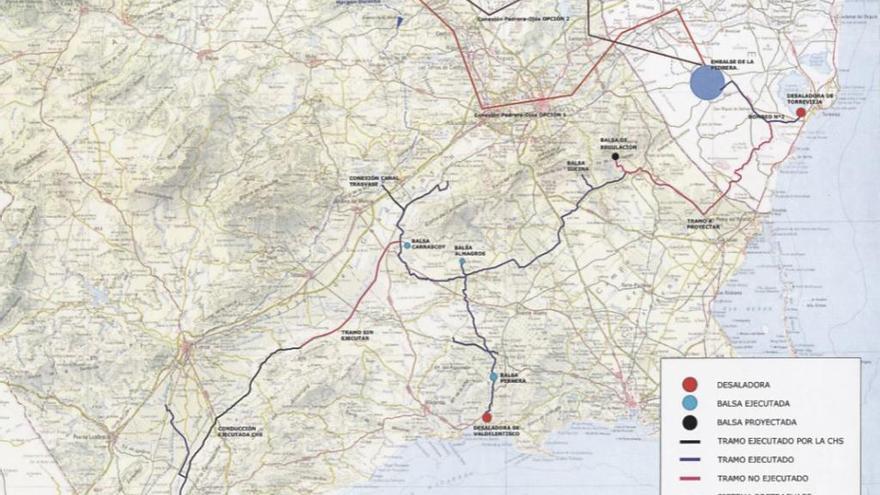 Conectar las tres desaladoras y el azud de Ojós con La Pedrera costará 250 millones