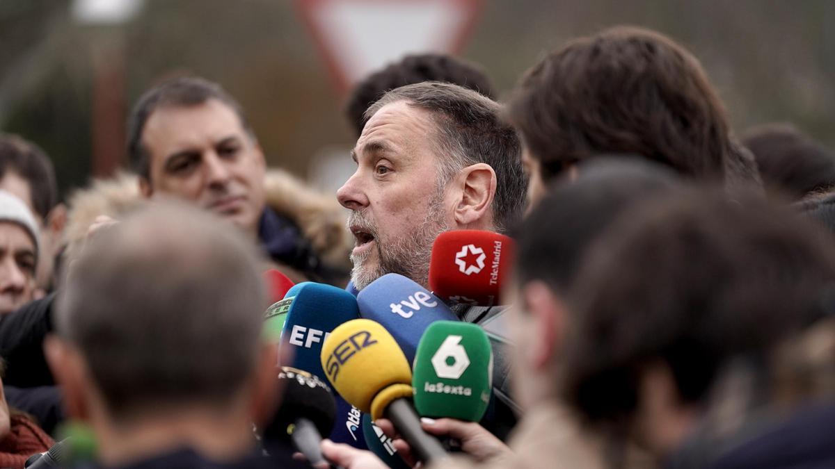 Oriol Junqueras, después de la reunión con Pedro Sánchez en Moncloa.