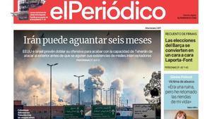 La portada de EL PERIÓDICO del 6 de marzo de 2026