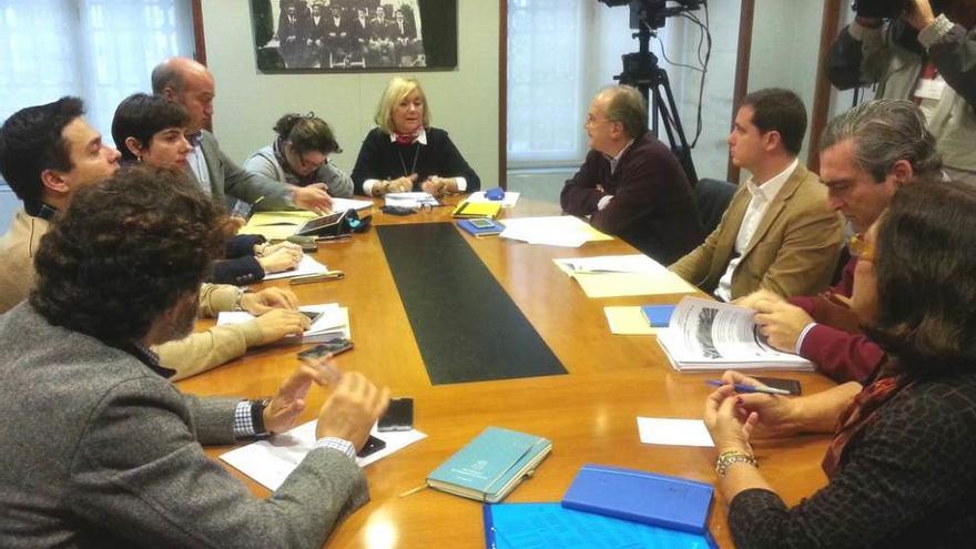 Mercedes Fernández, durante la reunión del Grupo Popular en la Junta.