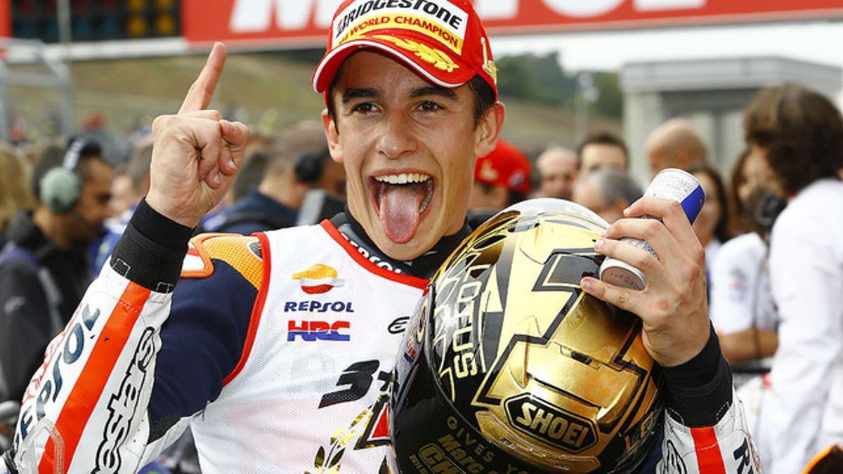 Marc Márquez, tras proclamarse bicampeón de MotoGP, en el circuito de Motegi