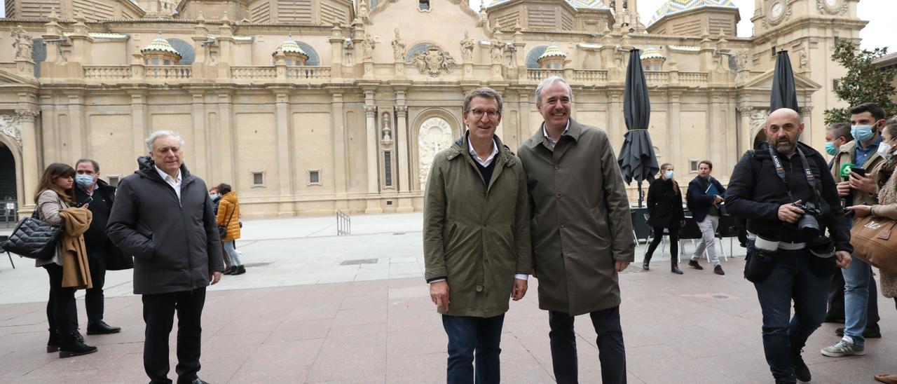 Alberto Núñez Feijóo junto a Jorge Azcón en la visita que realizó a Zaragoza el pasado 15 de marzo