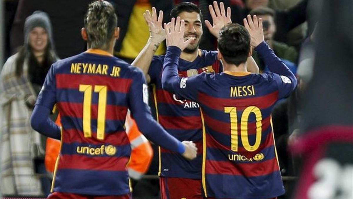 Messi, Neymar y Luis Suárez llevan el 76 por ciento de los goles del FC Barcelona