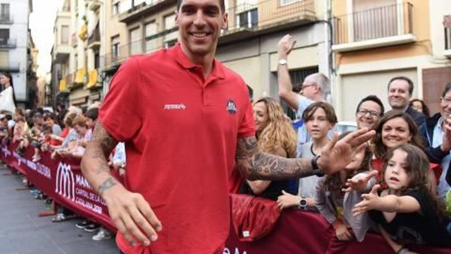 Nacho Martín, el dia de la celebració per l&#039;ascens amb el Manresa