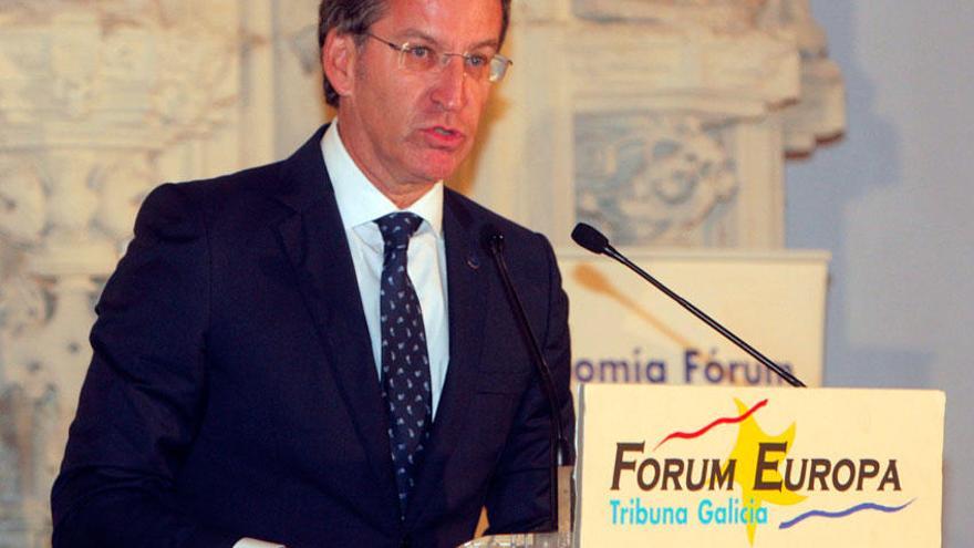 El presidente de la Xunta, Alberto Núñez Feijóo, durante su intervención en el Fórum Europa.