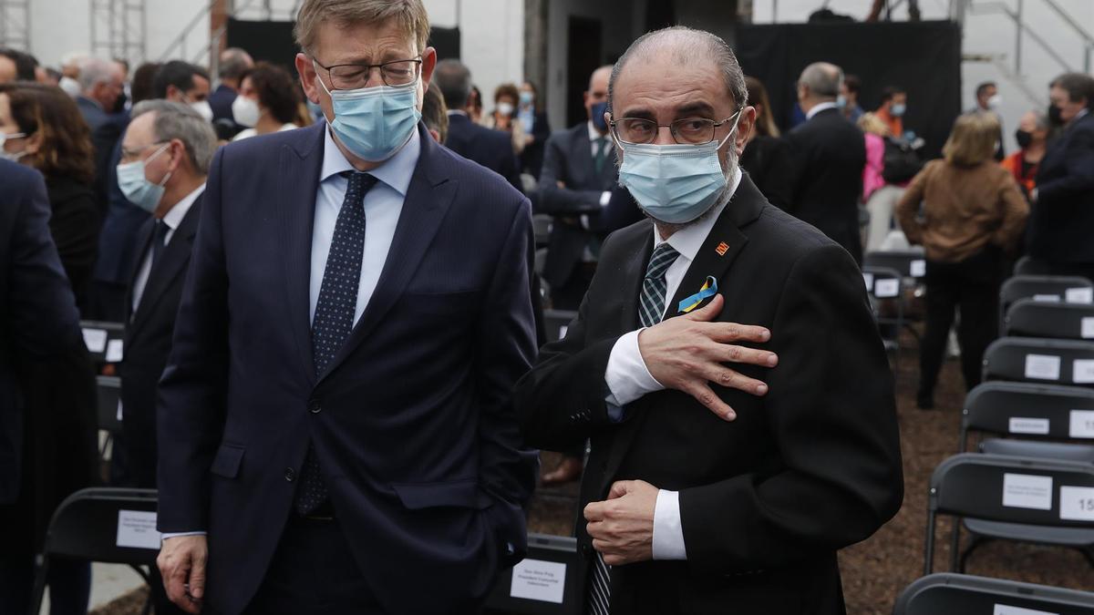 Ximo Puig y Javier Lambán, en La Palma, este sábado