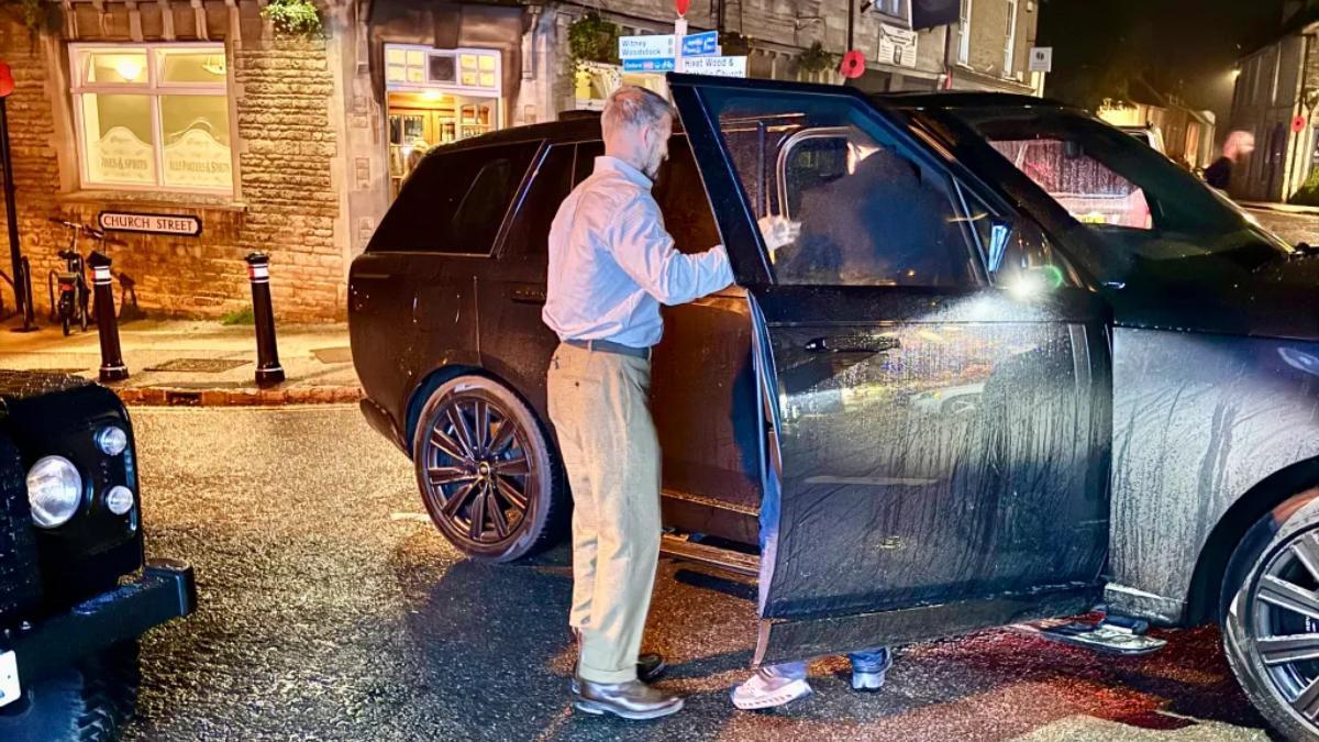 David Beckham before partying with friends for his knighthood.