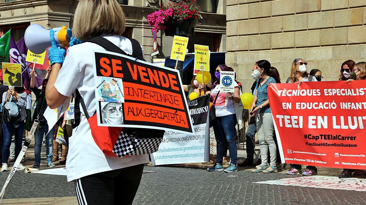 Protesta de treballadors interins de la Generalitat, l’1 de juny passat.  | ACN