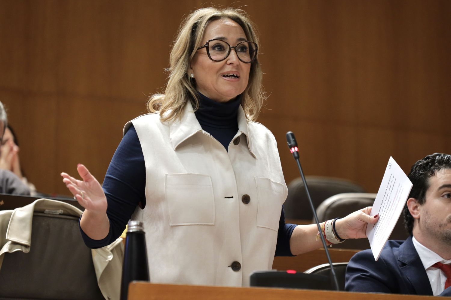 Mayte Pérez, como portavoz del PSOE en las Cortes de Aragón.