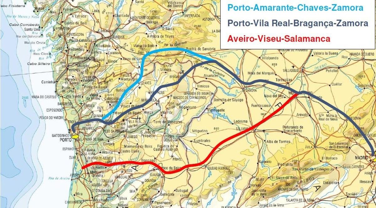 Alternativas estudiadas para la conexión entre Portugal y España en alta velocidad, con Zamora como punto destacado