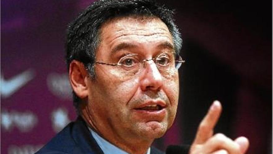 El president Josep Maria Bartomeu, en una roda de premsa d&#039;aquesta temporada.