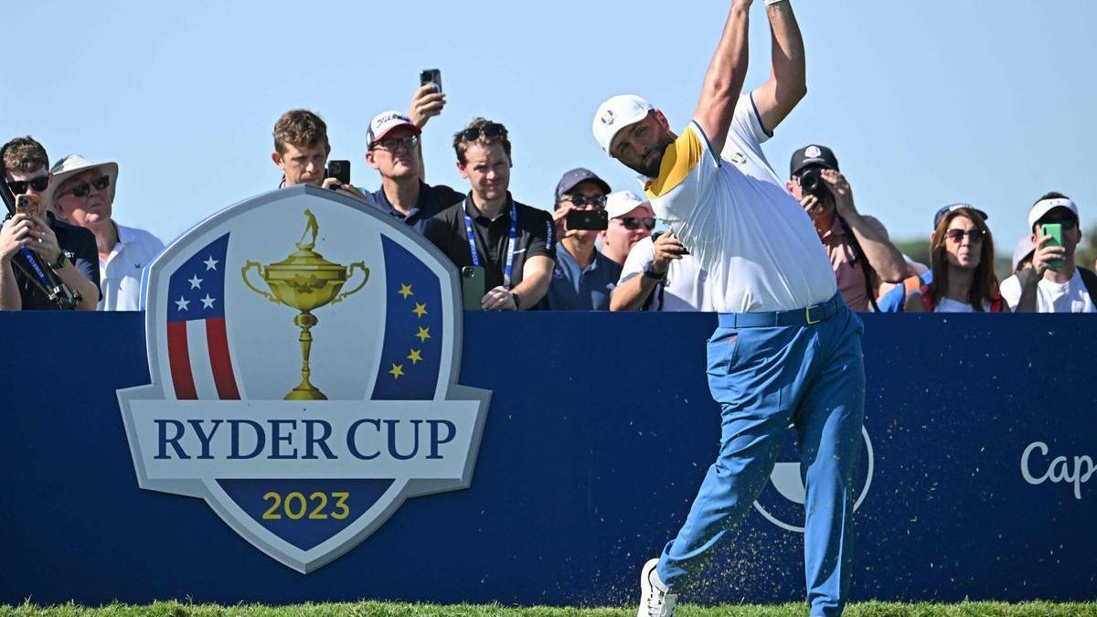 Jon Rahm, en la jornada de entrenamiento de la Ryder en Roma.