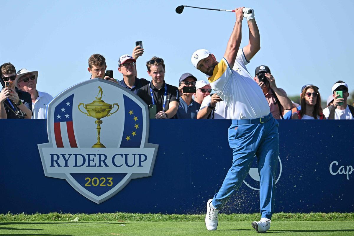 Jon Rahm, en la jornada de entrenamiento de la Ryder en Roma.