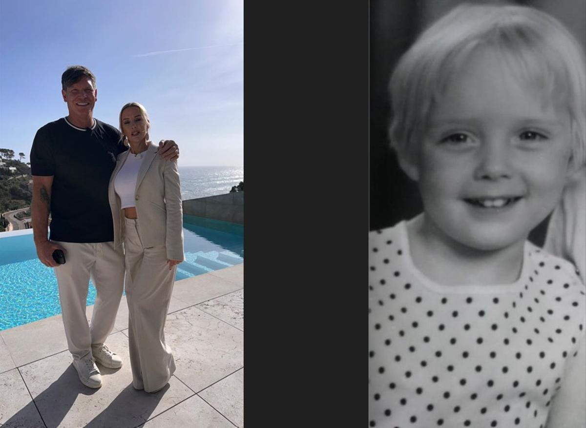 Links: Peggy Jerofke mit Steff Jerkel heute. Rechts: Peggy Jerofke als Kind.