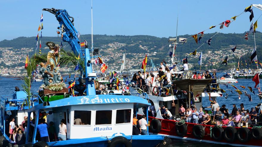 Las celebraciones de la Virgen del Carmen en O Morrazo. La procesión en Moaña