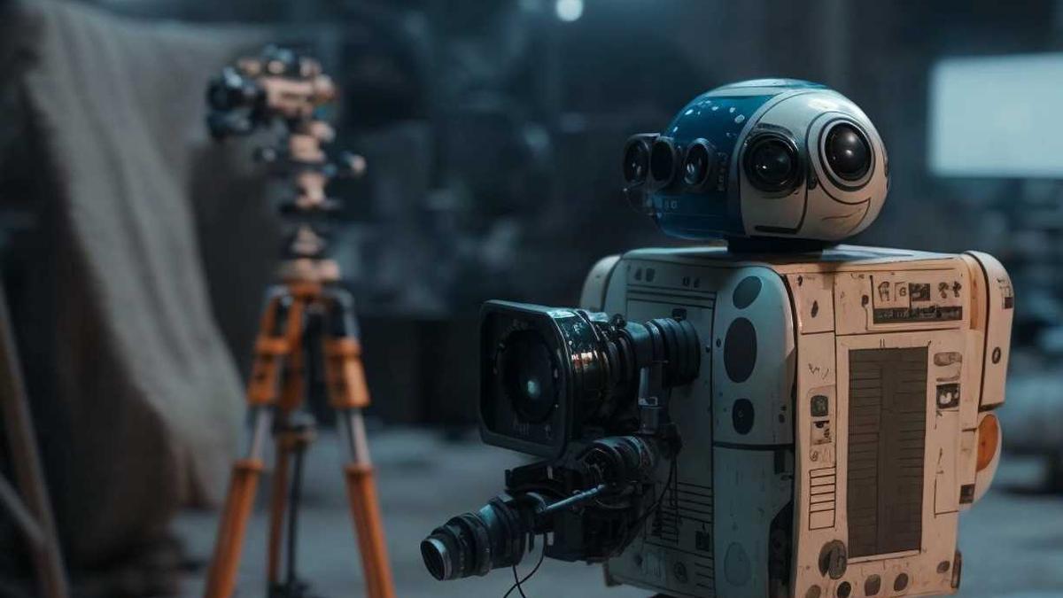 Un robot con una cámara de cine