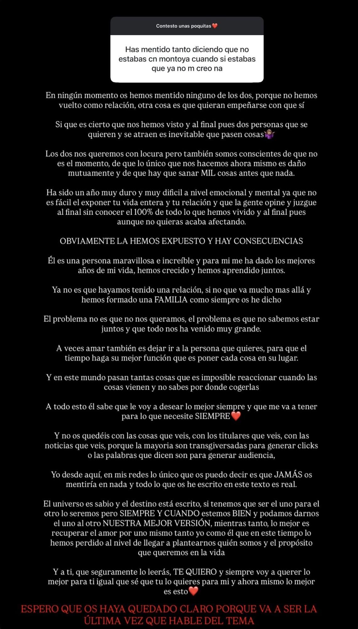 El extenso y tajante comunicado de Anita Willams hablando de Montoya