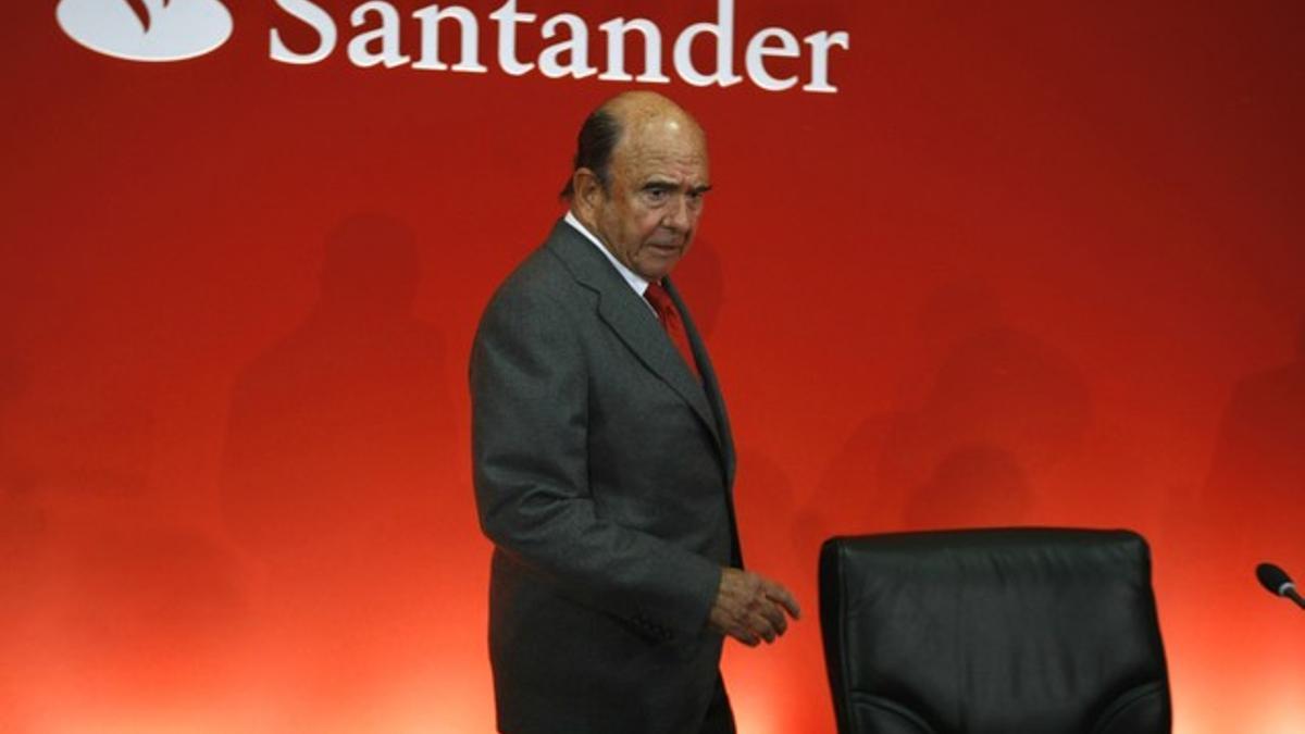 Emilio Botín, este martes, durante la presentación de resultados del Santander.