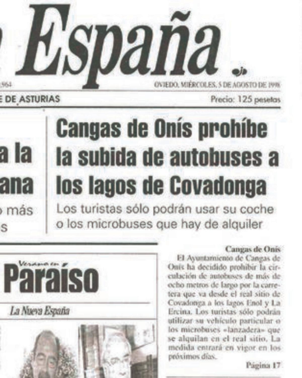 Cangas de Onís ya prohibió que subieran autobuses a los Lagos hace