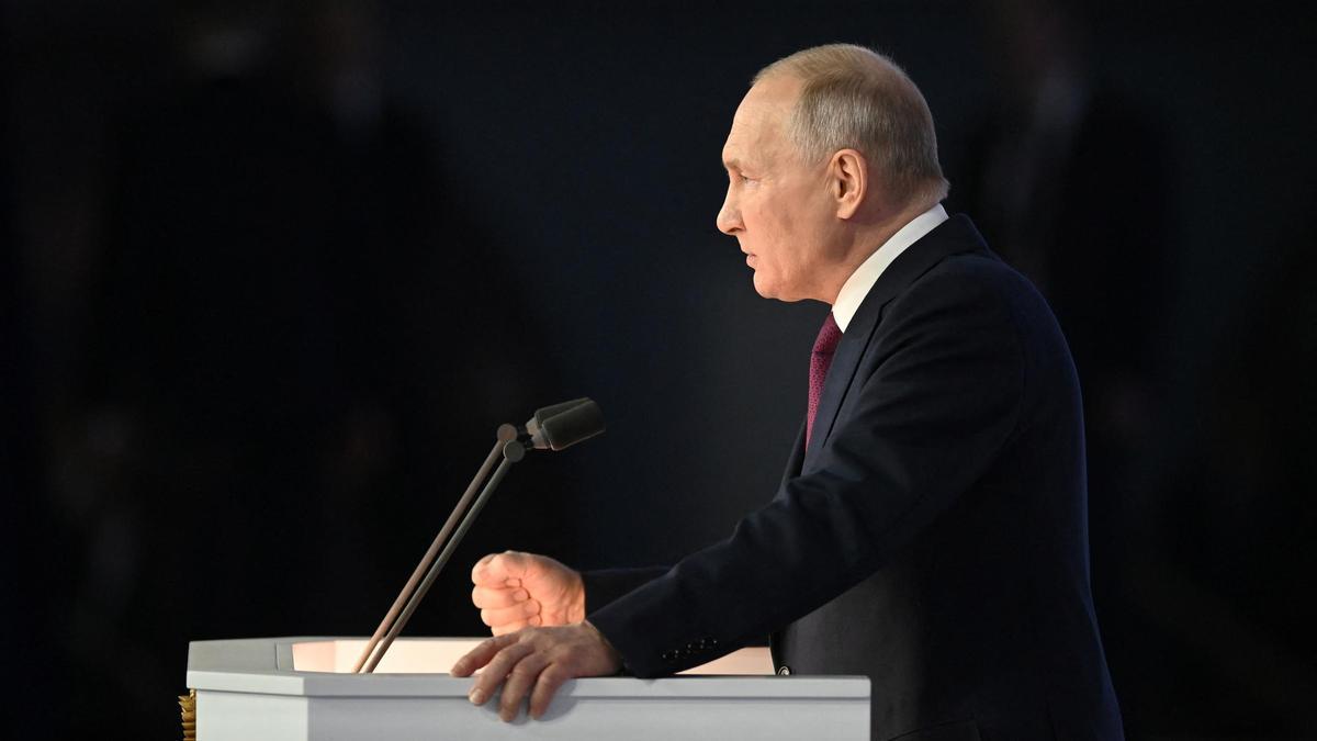 Russian President Putin delivers his annual address to the Federal Assembly in Moscow