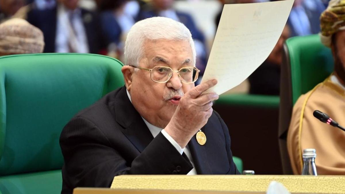 El presidente de la Autoridad Nacional Palestina, Mahmud Abás, durante la ceremonia de clausura de la cumbre de la Liga Árabe.