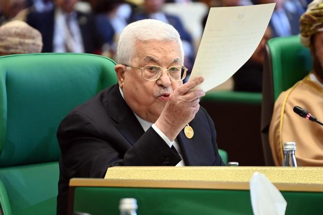 El presidente de la Autoridad Nacional Palestina, Mahmud Abás, durante la ceremonia de clausura de la cumbre de la Liga Árabe.