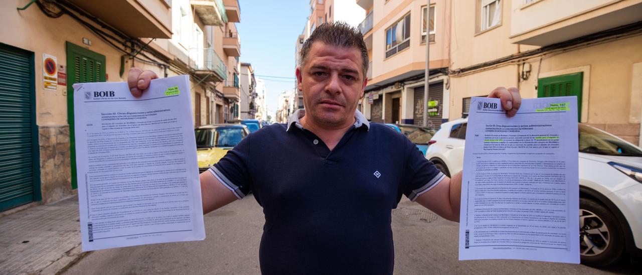 Andrés Rúa, vecino de Palma, aún espera el ingreso de la ayuda del alquiler de 2020.