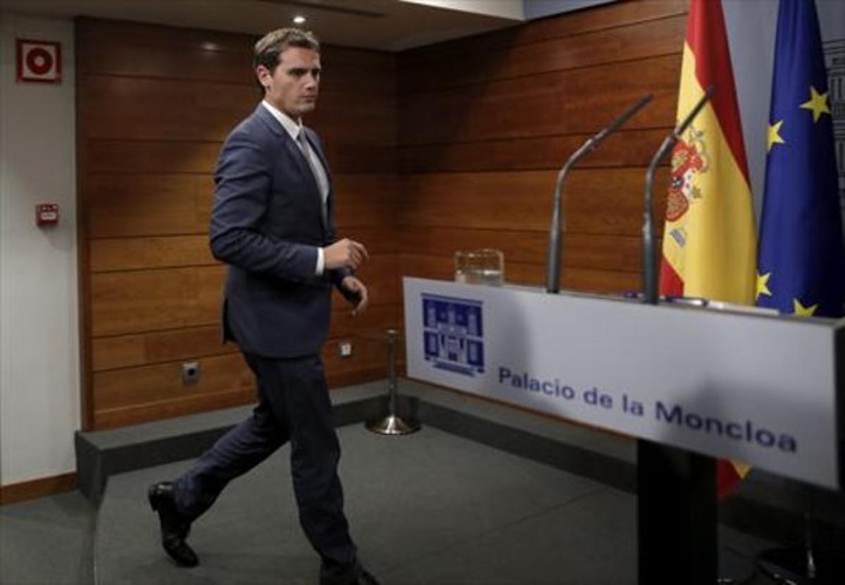 Albert Rivera, després de la seva trobada amb Mariano Rajoy a la Moncloa.