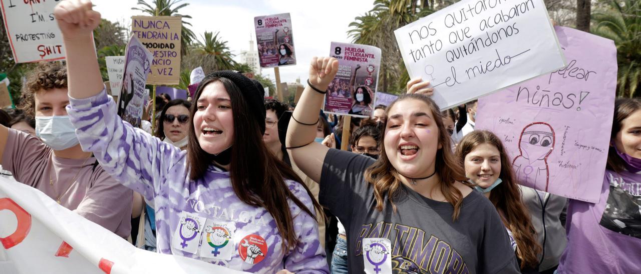 Una imagen de la manifestación estudiantil por el Día de la Mujer en Málaga.