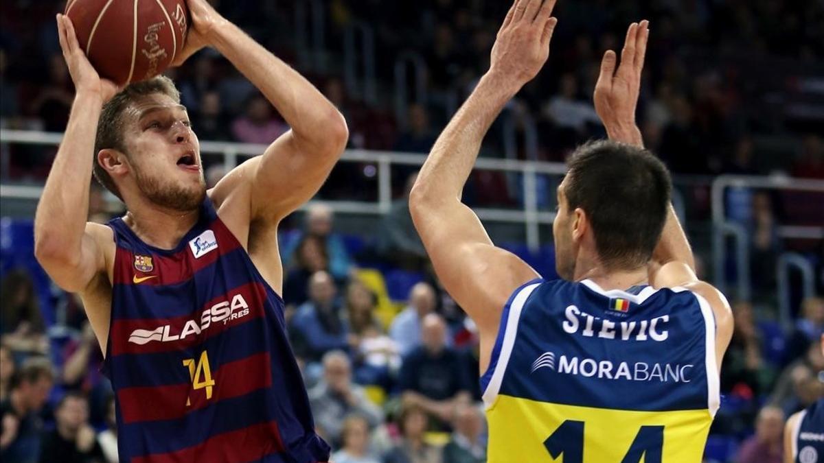 El azulgrana Vezenkov, en el partido del pasado domingo ante el Andorra