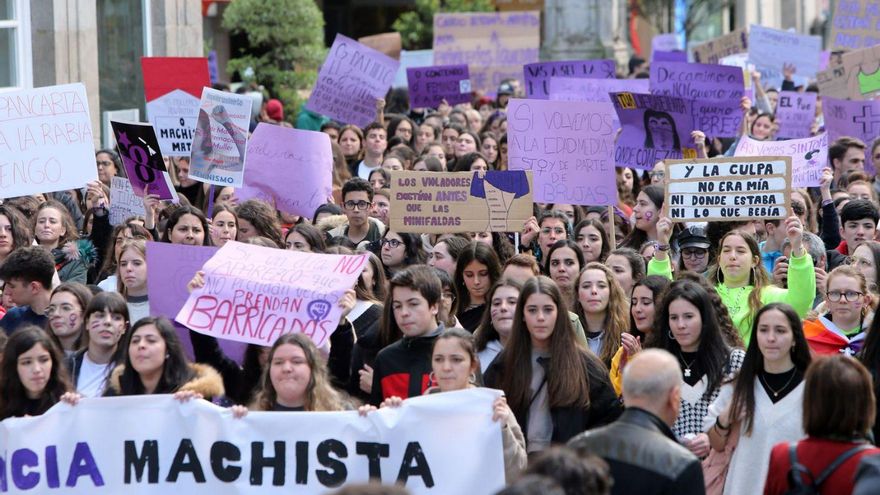 Una manifestación contra la violencia de género en Vigo.