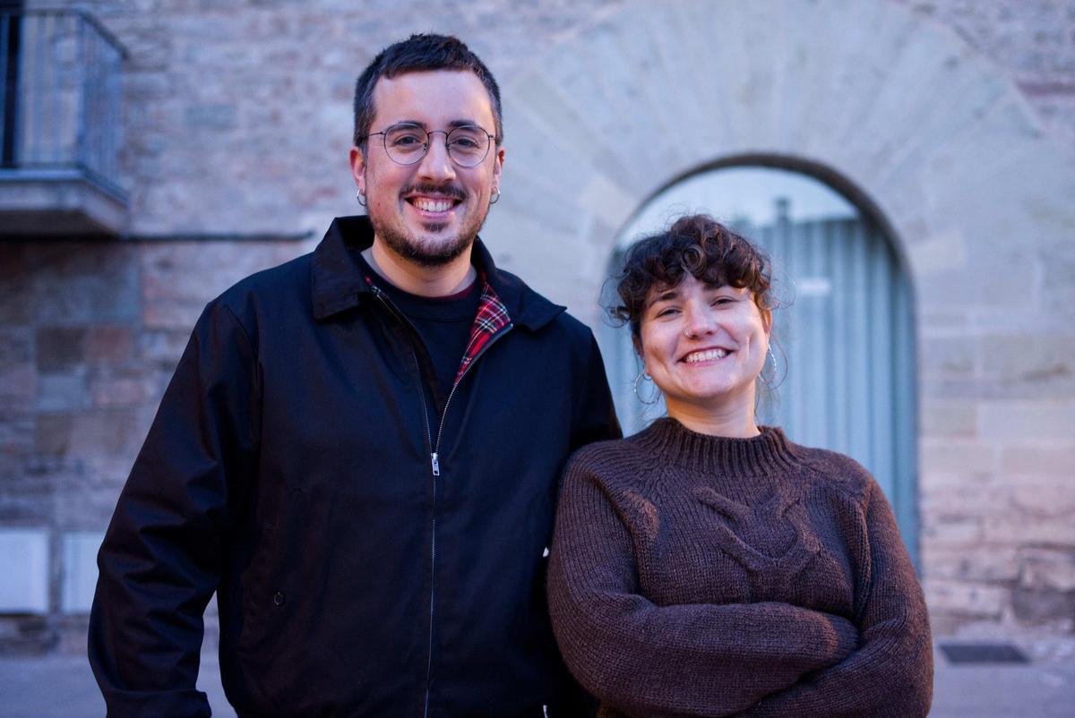 Els regidors de la CUP Santpedor, Rubèn López  i Aina Fernàndez