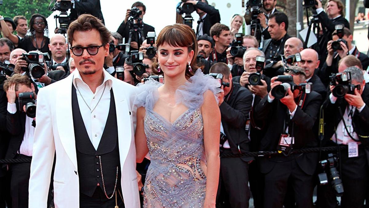 Pnélope Cruz y Johnny Depp en el 64º Festival de Cannes
