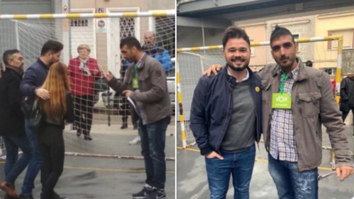 Rufián se disculpa por fotografiarse junto a un apoderado de Vox