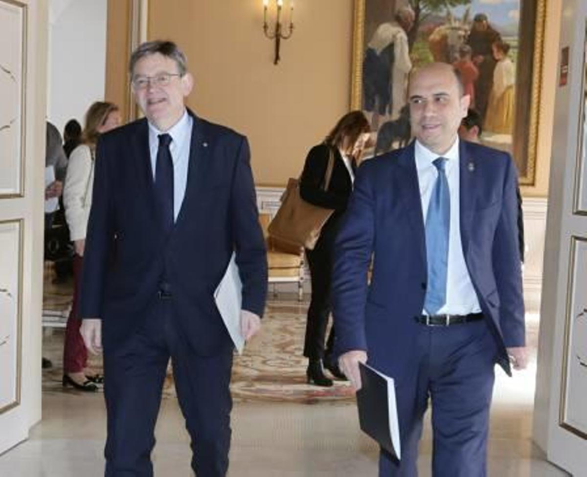 El presidente Puig y el alcalde Echávarri, ayer en Alicante.