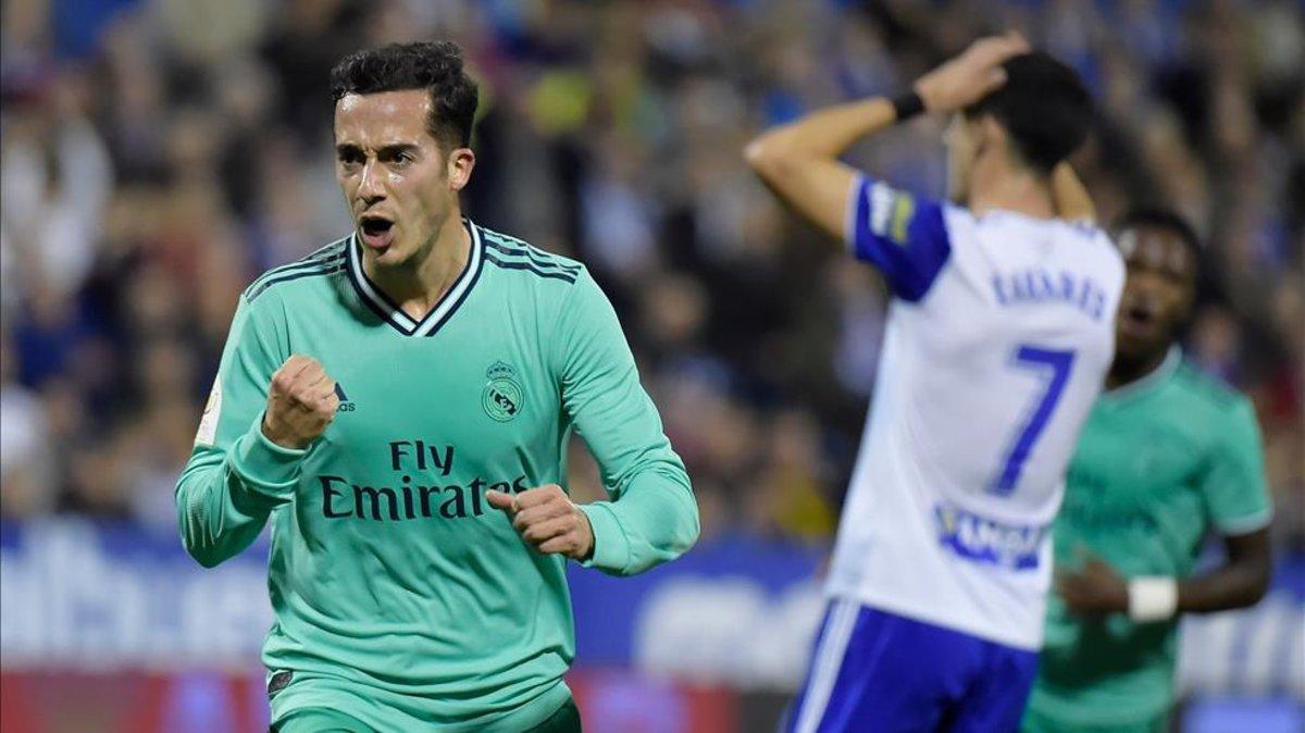 Lucas Vázquez celebra el 0-2 con el que rompió la eliminatoria en favor del Real Madrid