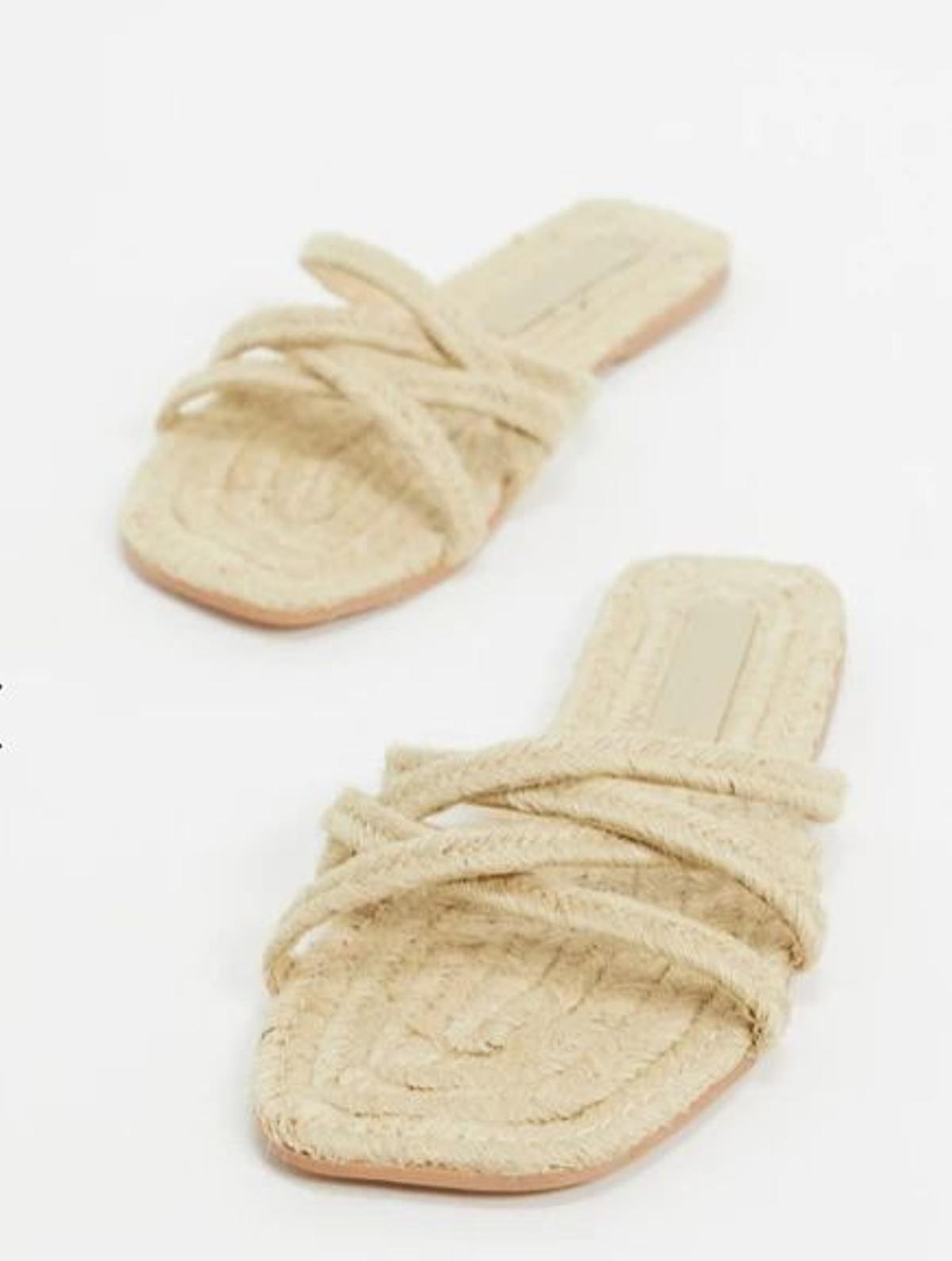 Sandalias planas de corte ancho de esparto en tono natural de ASOS DESIGN