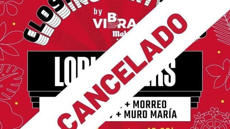 El cartel anunciando la cancelación.