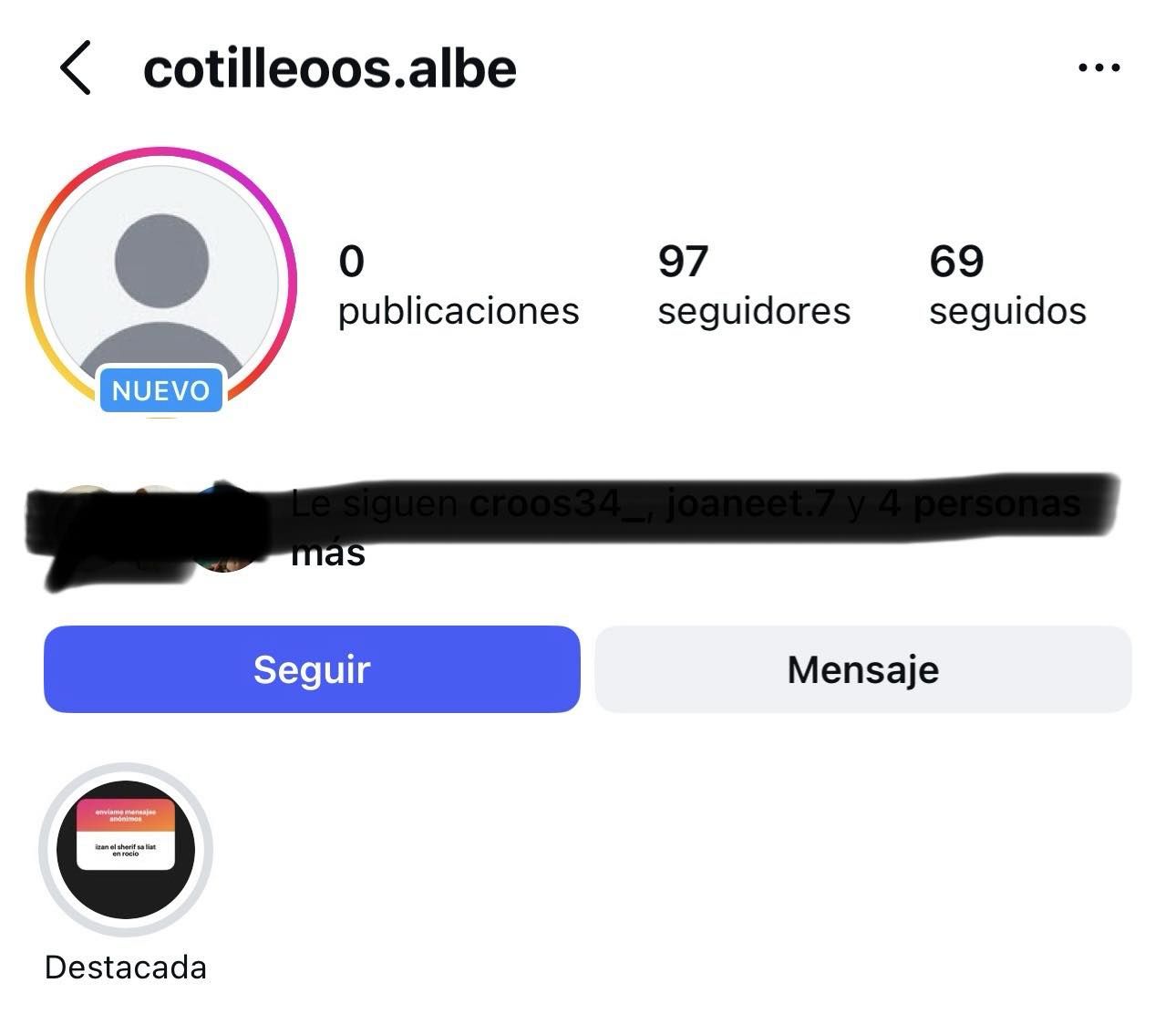 Uno de los perfiles anónimos creados para difundir rumores y burlas entre jóvenes de Alberic.