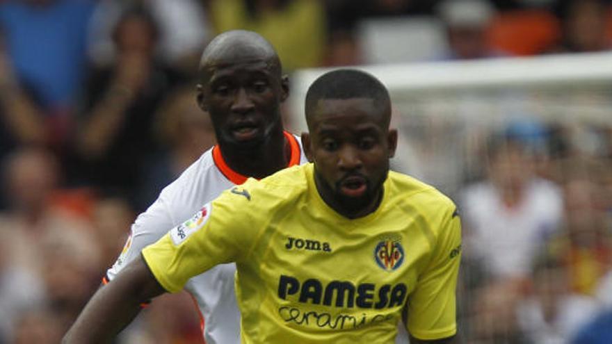 Mangala y Bakambu, durante el último Valencia-Villarreal.