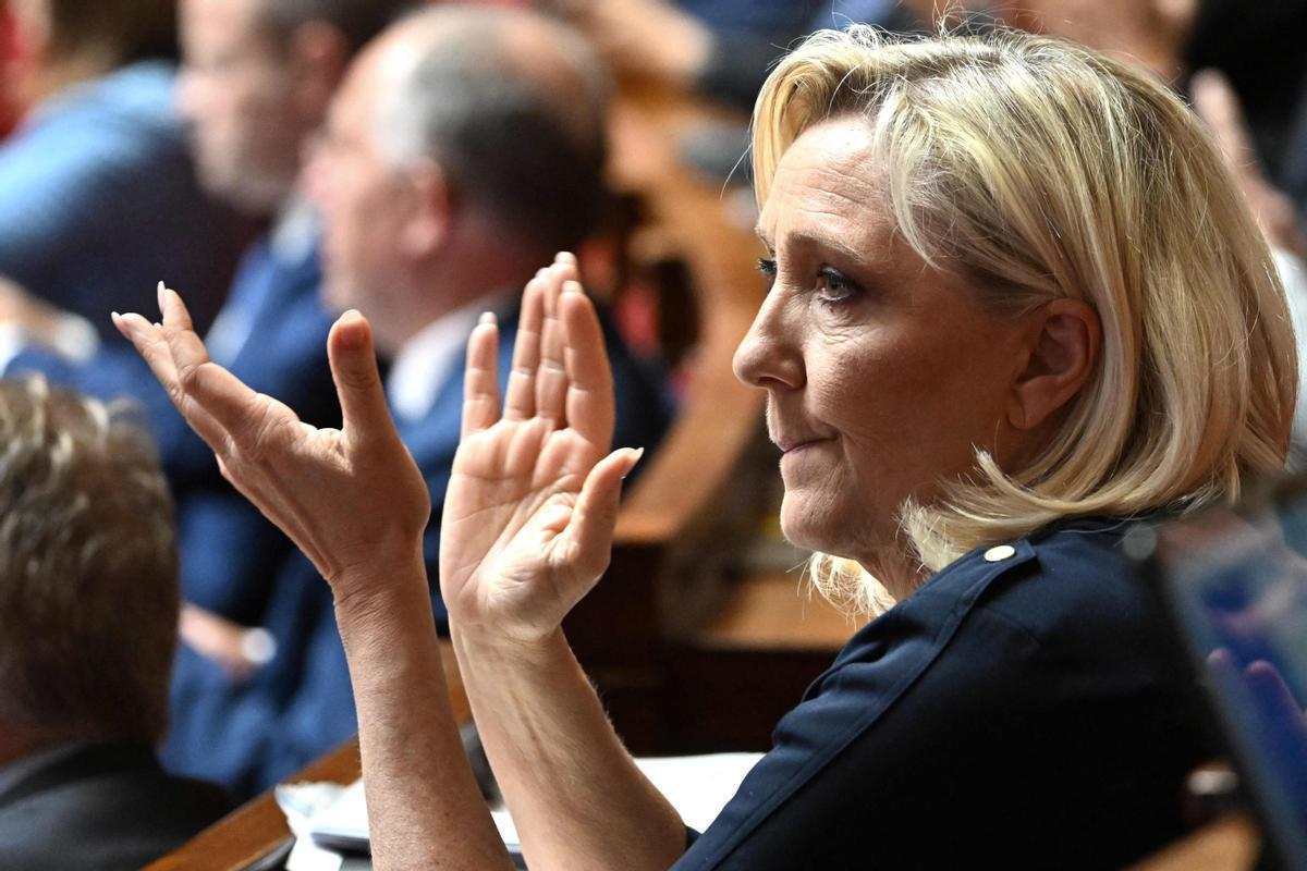 La dirigente de Reagrupación Nacional, Marine Le Pen, el pasado 4 de julio en la Asamblea Nacional francesa.