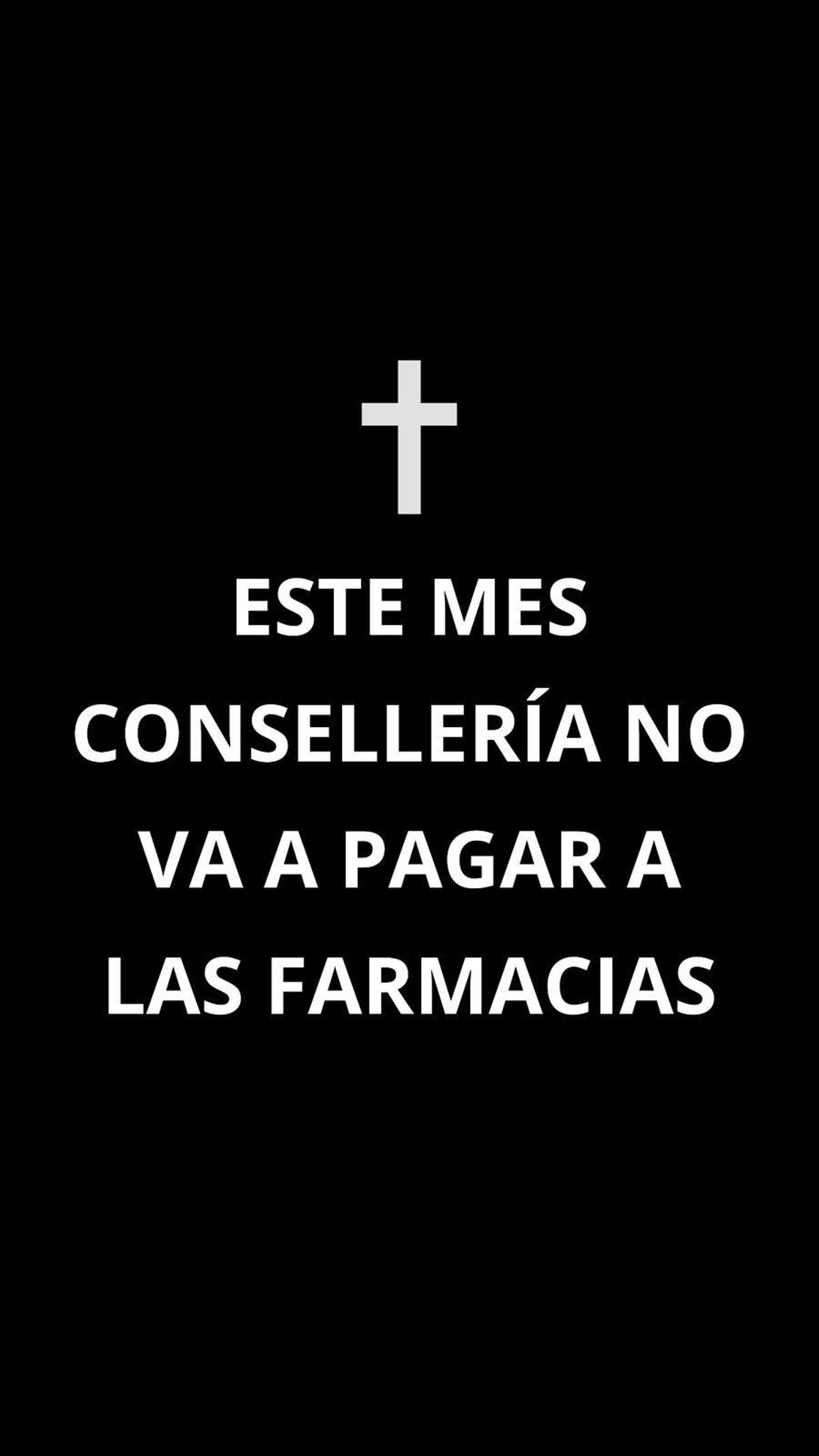 Mensaje compartido hoy entre farmaceúticos por redes sociales.
