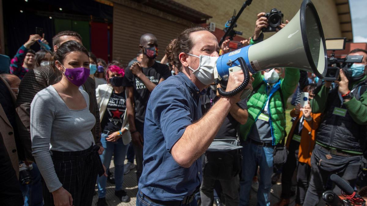 El candidato de Unidas Podemos a la Presidencia de la Comunidad, Pablo Iglesias.