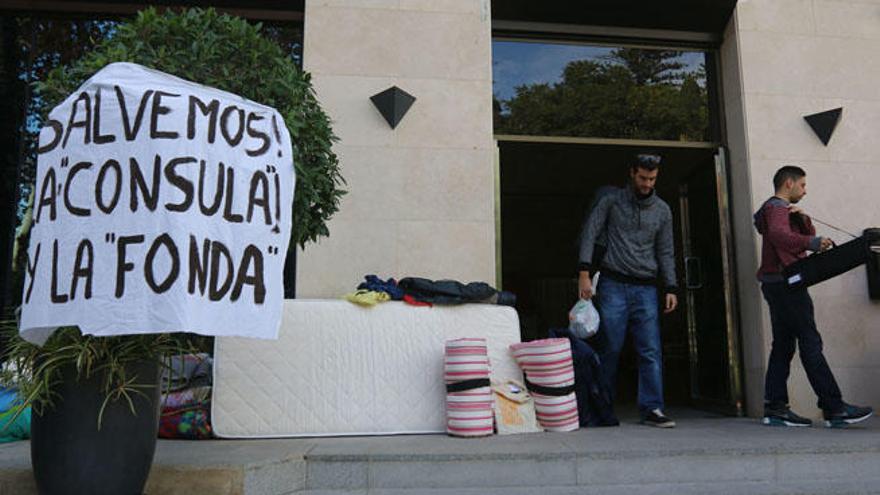 Alumnos de La Cónsula durante la huelga que llevaron a cabo en diciembre.